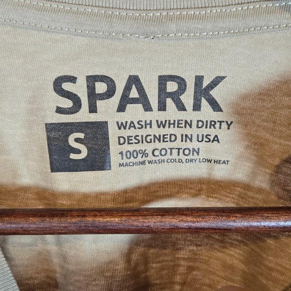 SPARK Mens Tan Graphic T Shirt Size S Short Sleeve Cotton Designed in USA - Picture 5 of 5